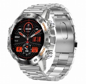 ZEGAREK SMARTWATCH MĘSKI SREBRNA BRANSOLETA PLUS OPASKA ROZMOWY MENU PL WODOODPORNY