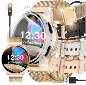 SMARTWATCH ZEGAREK DAMSKI POLSKIE MENU ROZMOWY CIŚNIENIE PULS SPORT AMOLED iX7