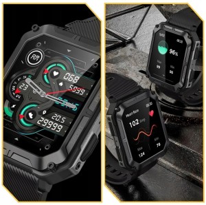 ZEGAREK SMARTWATCH PANCERNY MILITARNY MROZOODPORNY PL MENU FOLIA GRATIS