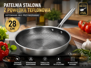 Patelnia stalowa 28cm z powłoką teflonową NON-STICK