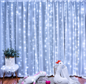 KURTYNA ŚWIETLNA LED 3x3 300 LAMPKI CHOINKOWE ŚWIĄTECZNE GIRLANDA ZIMNE BIAŁE