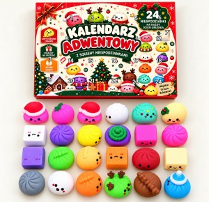 KALENDARZ ADWENTOWY 24 SZTUKI GNIOTKI GNIOTEK SQUISHY 
