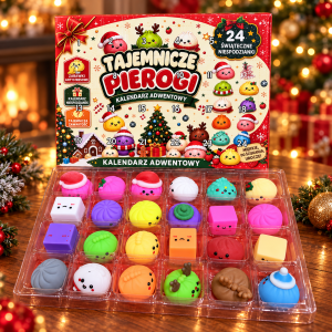 KALENDARZ ADWENTOWY 24 SZTUKI GNIOTKI GNIOTEK SQUISHY MYSTERY 