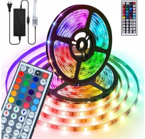 TAŚMA LED 5050 KOLOROWA WODOODPORNA 5M RGB + PILOT